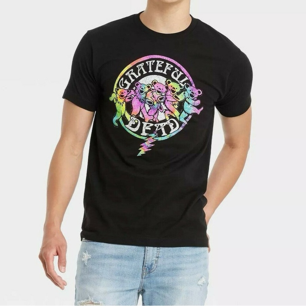 Grateful Dead T-shirt Mens M Black Dancing Bear Band Tee Dead Head Hippie Vibes